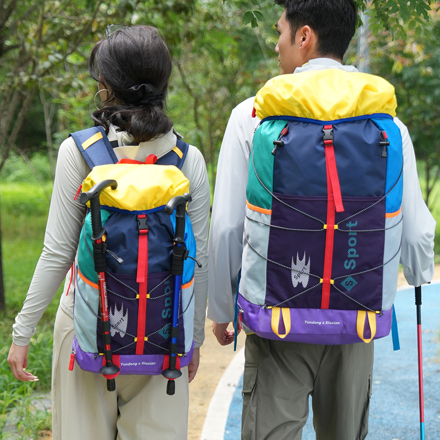 超轻户外运动双肩包网球拍包撞色大容量登山包男女健身旅行背包
