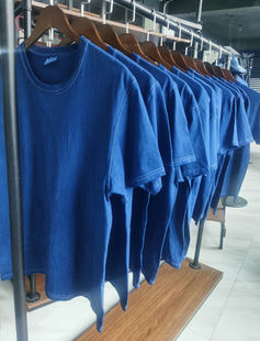 靛蓝染T恤植物染草木染非遗工艺板蓝根染色纯棉蜡染技艺纯色 包邮