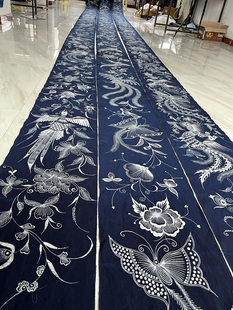 蜡染布定制链接长条布桌旗外景展示长桌宴摆布衣服布门帘非遗工艺