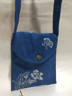 蜡染包定制手机袋斜挎文创礼品定做旅游产品植物蓝染非遗工艺包邮