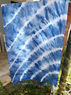 扎染围巾定制蓝染植物染板蓝根染色围巾手工染色各种染色加工蜡染