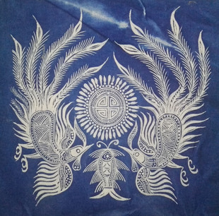 贵州蜡染丹寨蜡染布艺蜡染茶几桌布蜡染披肩围巾蜡染背景墙定制