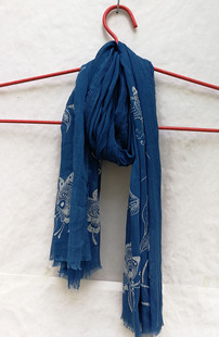 贵州丹寨蜡染围巾定制非遗礼物蜡染冬款 围巾蓝染植物染板蓝根染色