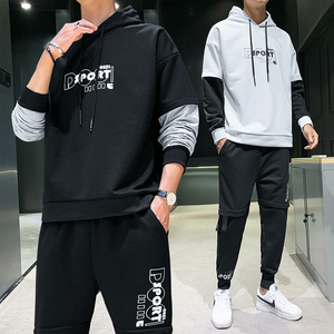 秋季假两件卫衣套装男假两件卫裤长裤男A074-TZ825图片