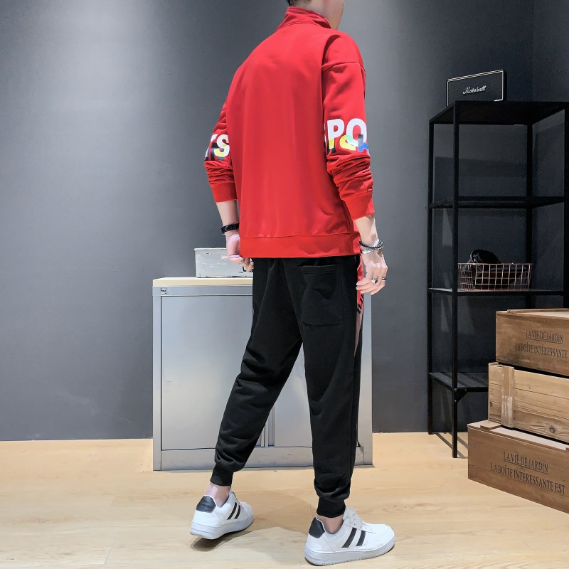 卫衣男长袖休闲运动套装潮牌两件套秋季新款连帽印花男TZ805-P60,男装卫衣,星座210-1