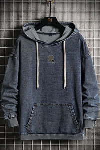网格挂拍秋季卫衣男牛仔卫衣时尚休闲卫衣A074-NZ923-P60图片