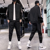 男士休闲套装秋季2021新款韩版潮流工装夹克运动秋装A074-T30-P80，男装套装，星座210-1