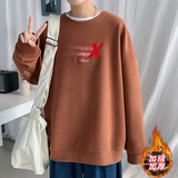 青少年加绒加厚秋冬套头中性宽松圆领卫衣港风W932-P35，男装卫衣，星座210-1