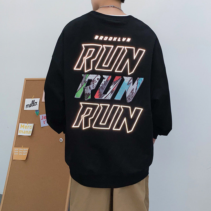 港风卫衣男秋季套头卫衣潮流夜光长袖卫衣A074-WY22-P55，男装卫衣，星座210-1