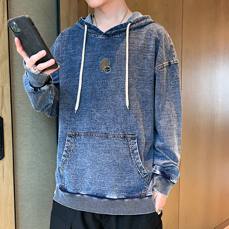 牛仔蓝秋季卫衣男牛仔卫衣时尚休闲卫衣A074-NZ923-P60图片