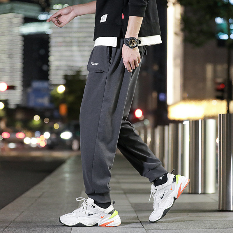 4夜景双面呢料秋季休闲运动裤男潮流时尚大口袋卫裤A074,男装休闲裤,星座210-1