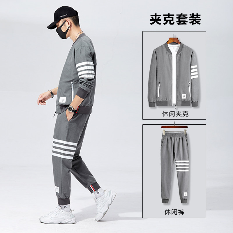 1秋季鹿皮绒套装男时尚休闲夹克套装长袖套装A074-TZ3888-P85,男装休闲套装,星座210-1