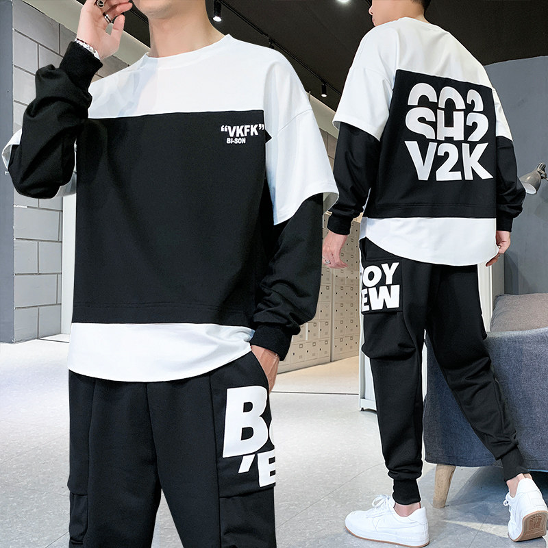 2秋季卫衣套装男青少年时尚圆领休闲卫衣男A074—TZ071,男装卫衣,星座210-1