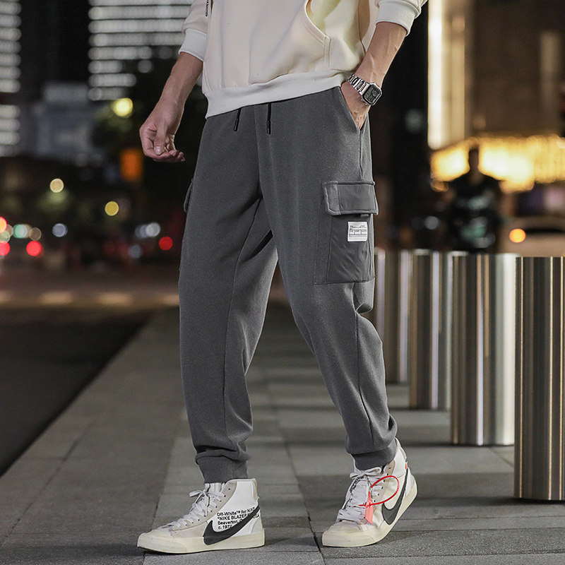 1夜景秋季裤子男双面泥料韩版时尚潮流运动卫裤男A074-K666-P50,男装休闲裤,星座210-1