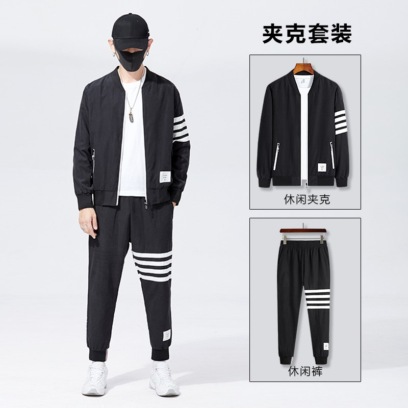 1秋季鹿皮绒套装男时尚休闲夹克套装长袖套装A074-TZ3888-P85图片