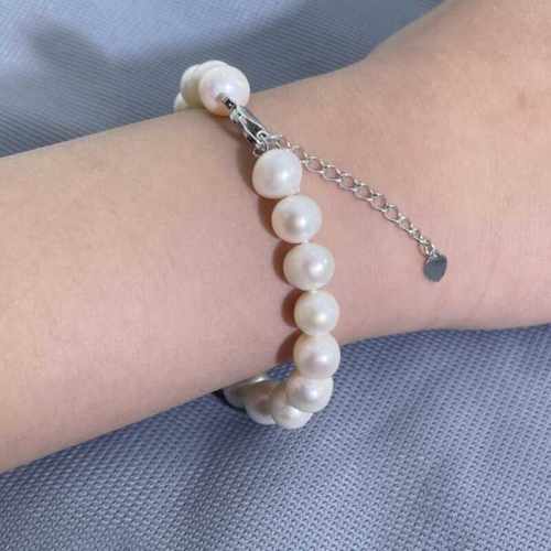 强光近圆天然手链串淡水珍珠