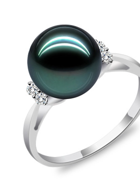 大溪地母贝黑珍珠戒指天然海水