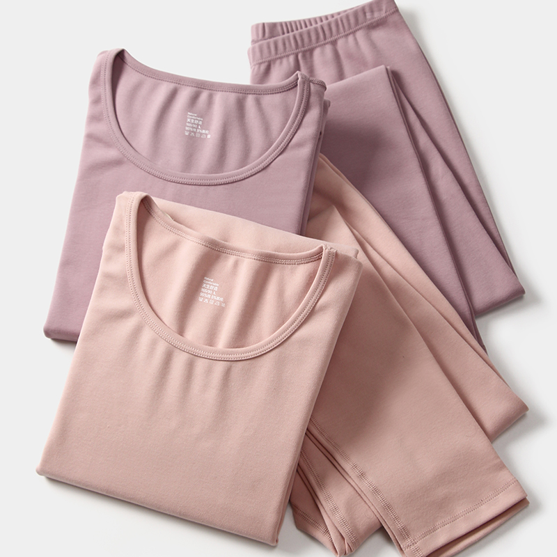 新疆棉磨毛保暖内衣厚棉打底套装