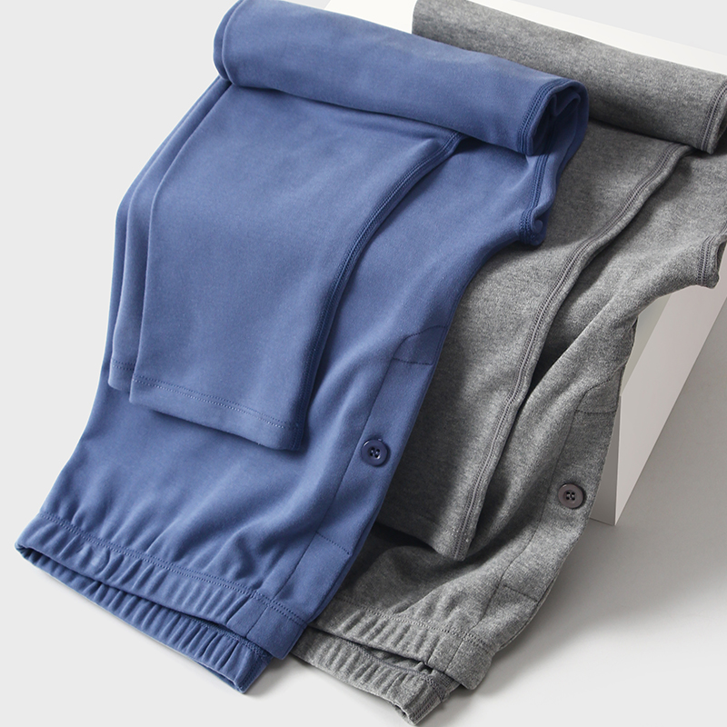 中腰磨毛棉保暖裤厚棉打底秋裤男