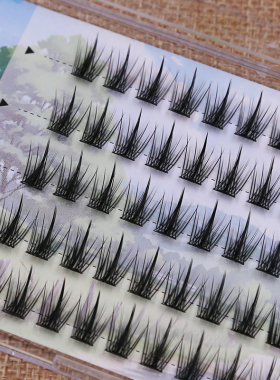 免胶自粘假睫毛麦穗塔尖自然浓密卷翘硬梗三部曲芭比恶魔款眼睫毛