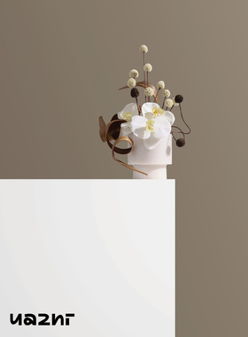 花小只 新中式简约大理石几何白色花器花艺 会所酒店家居桌面摆件