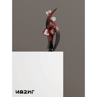 摆件 样板间展厅高级感软装 花小只 设计师原创红色系质感花艺燃月