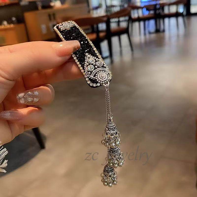 新中式国风重工民族风碎钻新娘流苏铃铛发夹刘海夹边夹发卡发饰,饰品/流行首饰/时尚饰品新,耳夹,淘宝优惠券,粉丝福利购,淘宝优惠卷