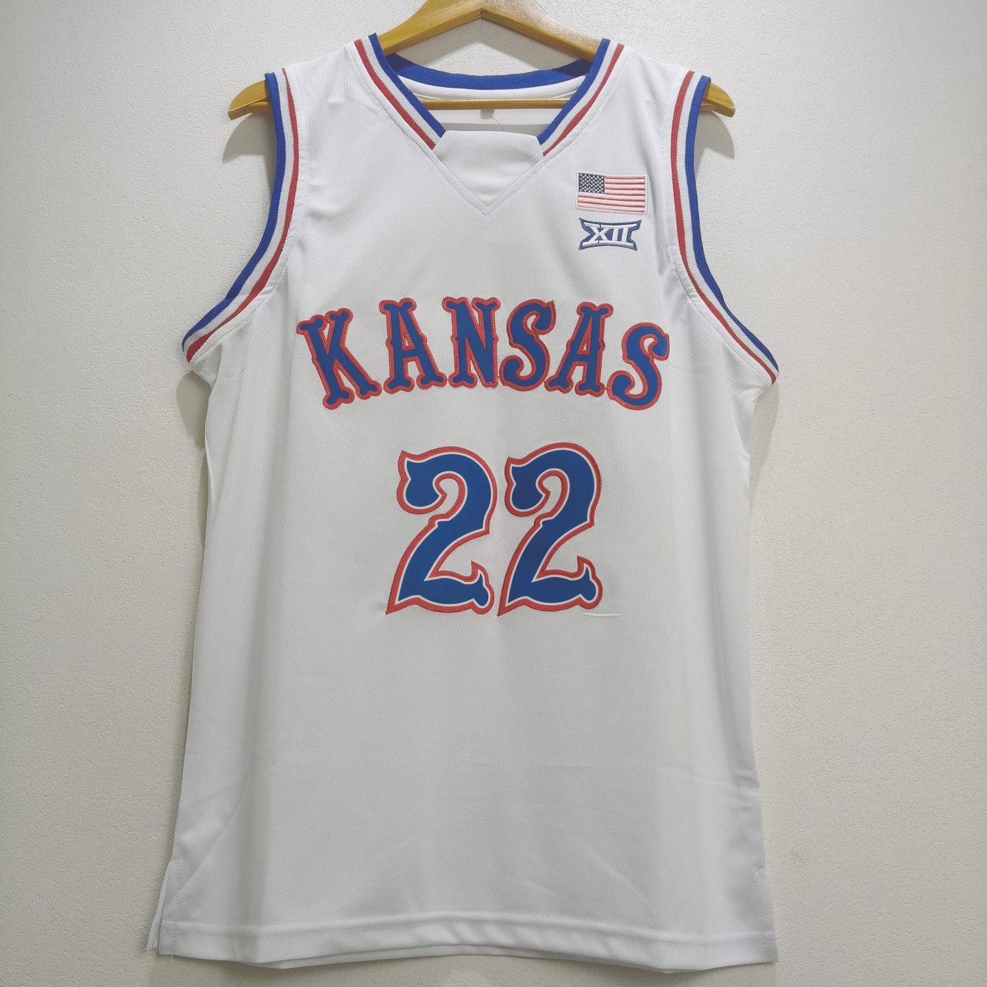 达林皮特森刺绣篮球服 22号堪萨斯大学篮球队服 速干美式训练背心