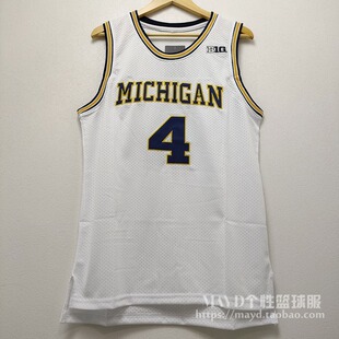 密歇根大学球衣 韦伯霍二叔杰伦罗斯复古刺绣篮球服健身背心无袖