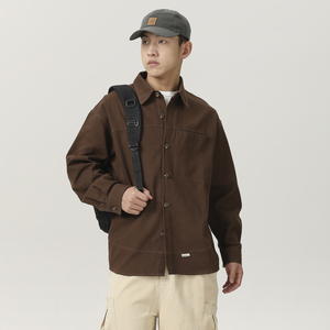 山一商店 243CS09172 磨毛斜纹弧形拼接工装衬衫P95 K128秋季图片