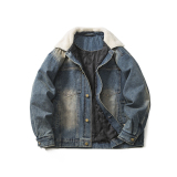 原B429山一商店-234MY09198羊羔毛领牛仔水洗棉服P200-K288，男装棉衣，电商S003