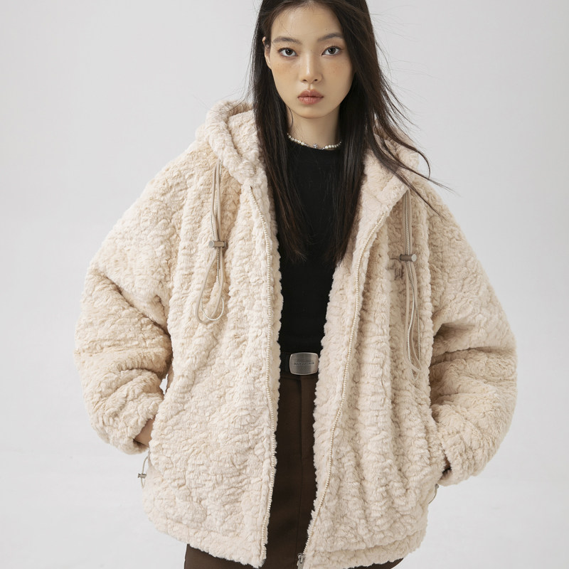 原B429山一商店-234MY07231兔毛绒刺绣连帽棉服P200-K268，男装棉衣，电商S003