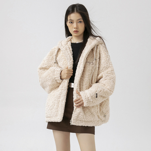 原B429山一商店-234MY07231兔毛绒刺绣连帽棉服P200-K268图片