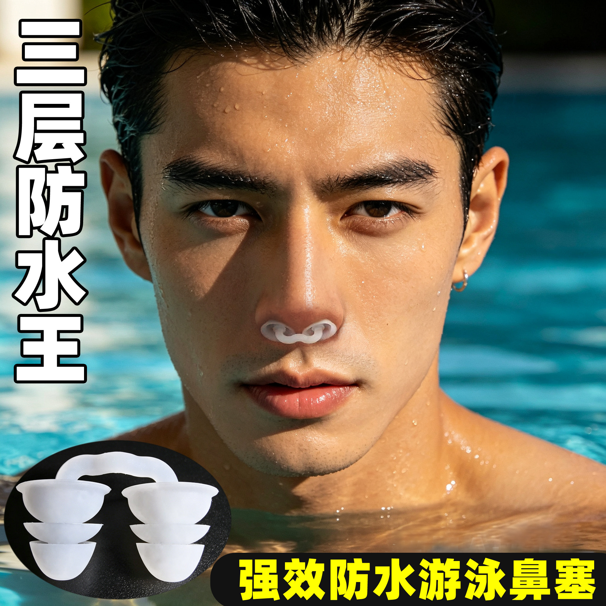 专业游泳防水鼻塞三层硅胶防掉防呛水鼻塞鼻夹成人男女游泳装备