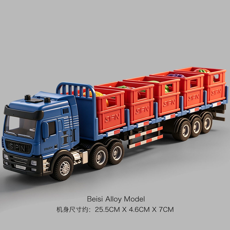 大号惯性运输工程车 合金车头可分离 配件可拆卸 木条车 蔬菜车