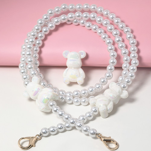 白熊串珍珠链条包链子手机壳背链小蜜蜂扩音器腋下包肩带斜跨单买