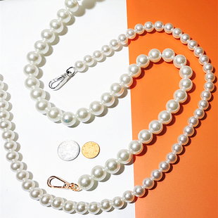 白大珍珠包包带子链条女斜挎肩带单买手提手机链小蜜蜂扩音器替换