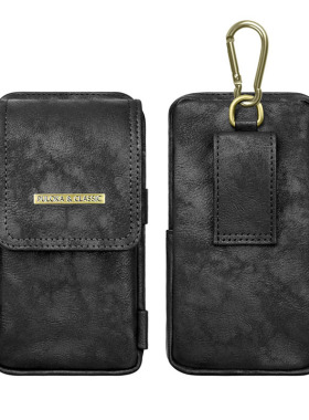 适用于放6.8寸荣耀X10手机包时尚商务磁扣竖款穿皮带腰包可插笔男