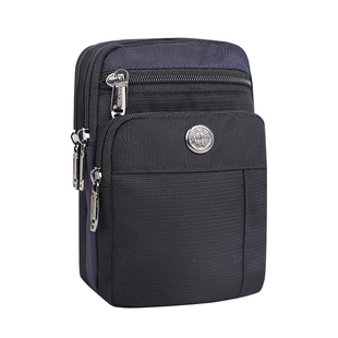 适用于7寸vivX10单肩斜挎手机包竖款大容量四层拉链格腰包穿皮带