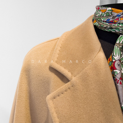 「M家经碘」GAO端大衣女过膝10山羊绒长款羊毛秋冬毛呢外套101801