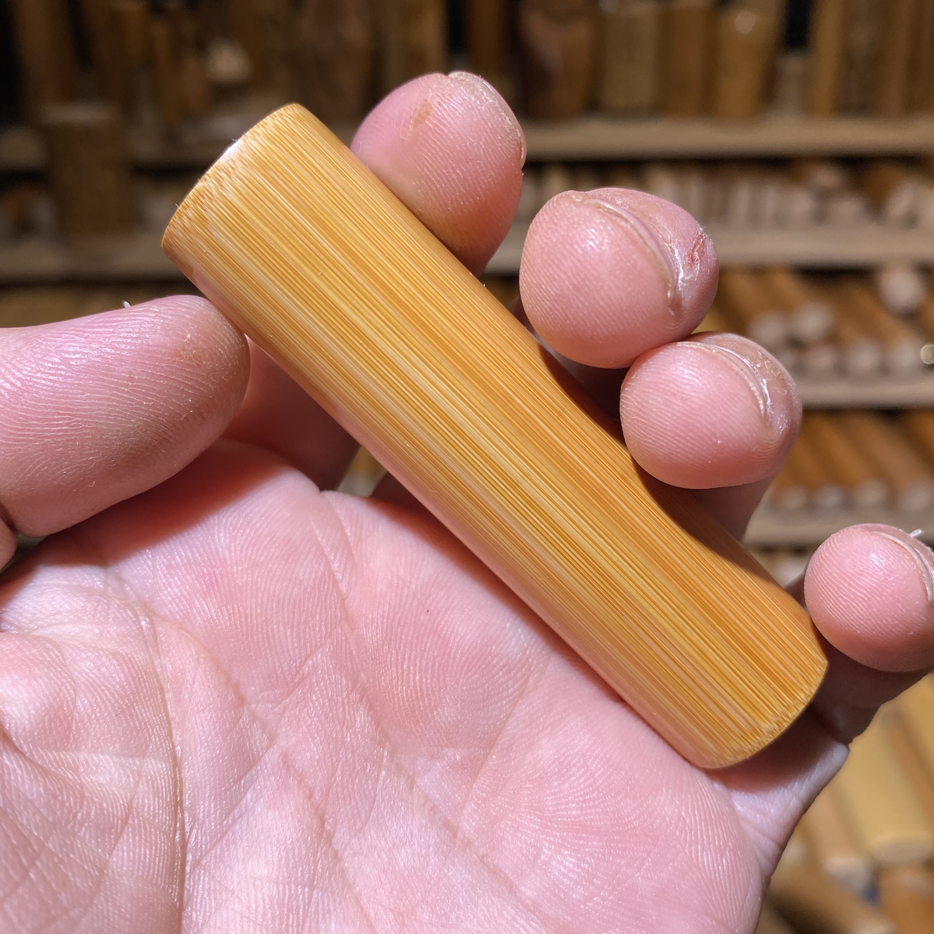 19.2-71短圆一手抓，一物一链接，拍了下架，远山工实心玉竹手把