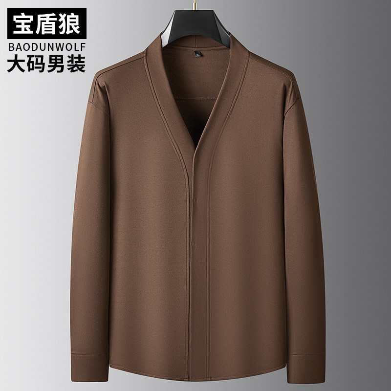 简约长袖T恤男秋季大码开衫上衣