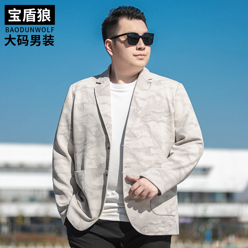 休闲印花西装男式加大码