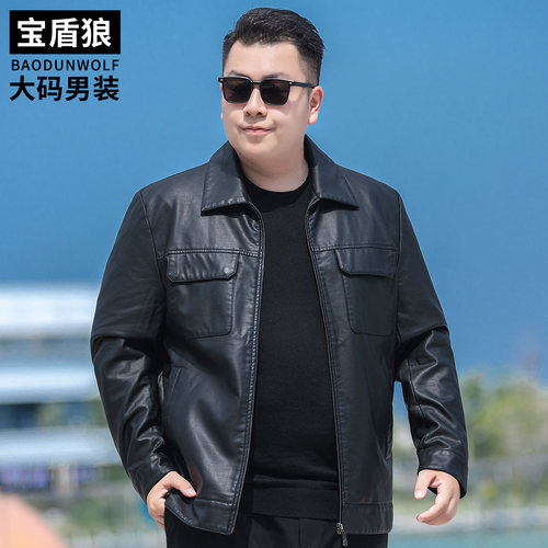 机车工装皮衣男加肥大码潮流外套