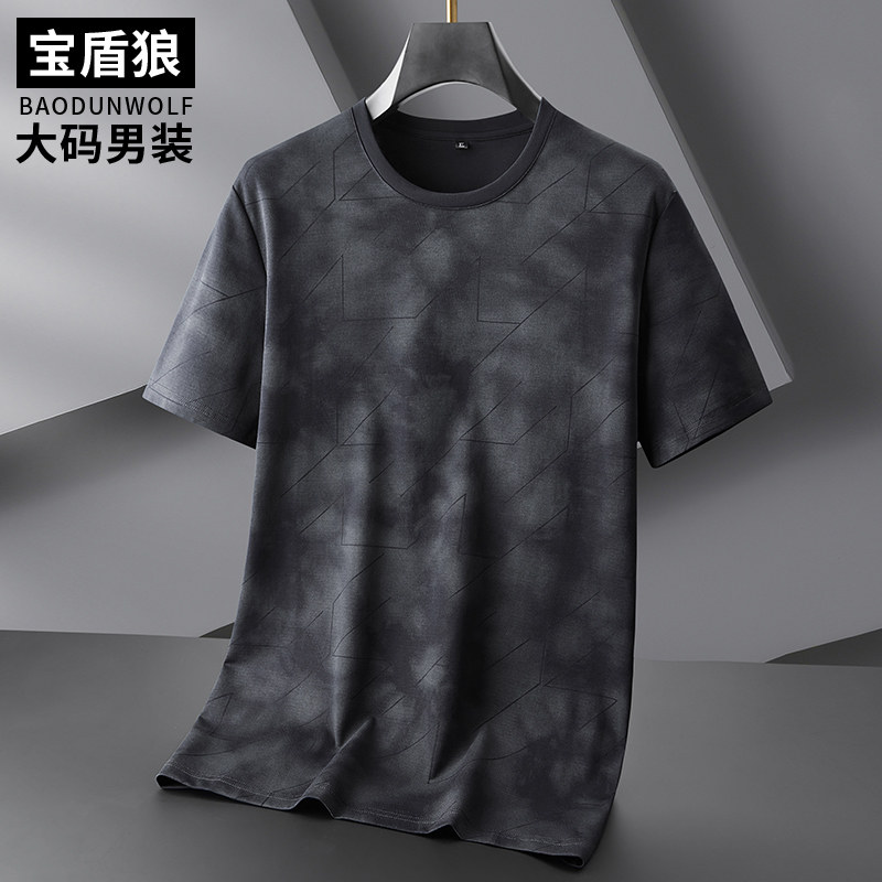 时尚休闲印花短袖T恤男加肥大码