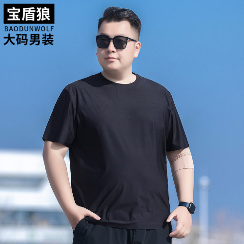 夏季薄款圆领半袖体恤男大码汗衫