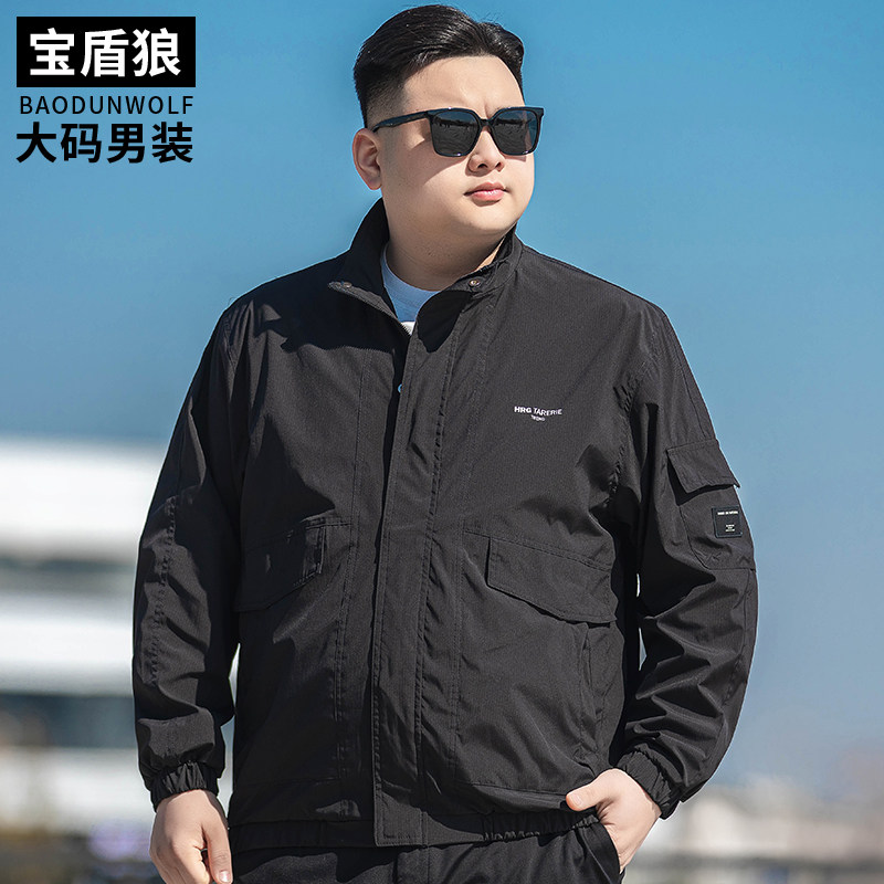 肥佬宽松休闲立领运动工装茄克