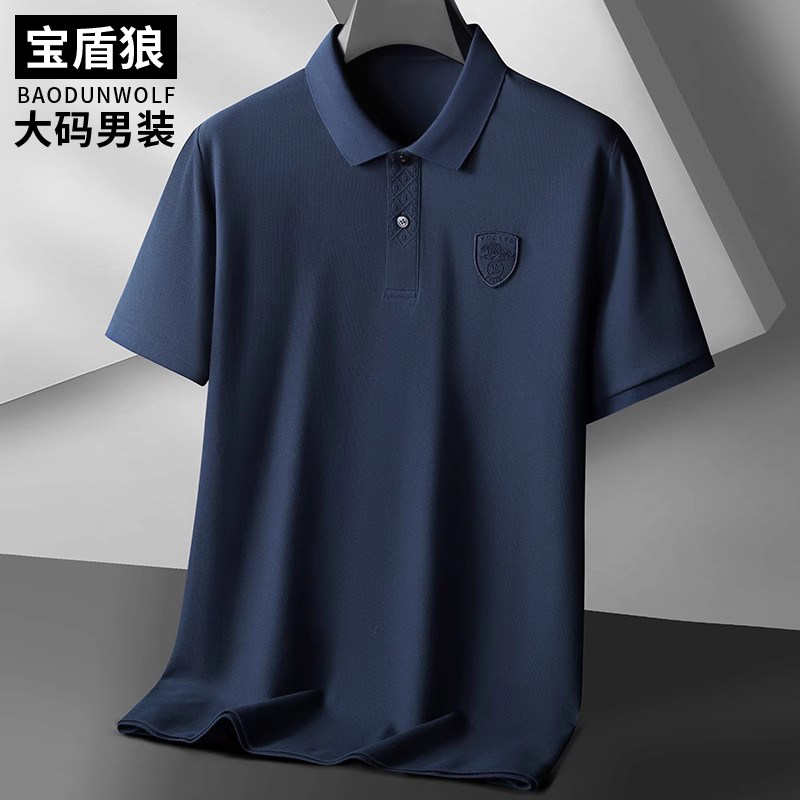 大码男士夏季翻领半袖T恤休闲加大号上衣胖子运动纯棉短袖POLO衫