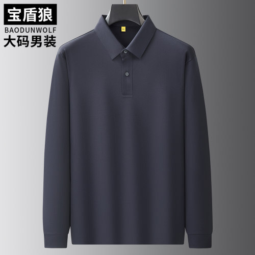 秋季无感免烫长袖polo衫男大码