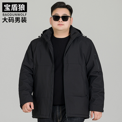 肥佬宽松大码棉衣冬季脱卸帽外套
